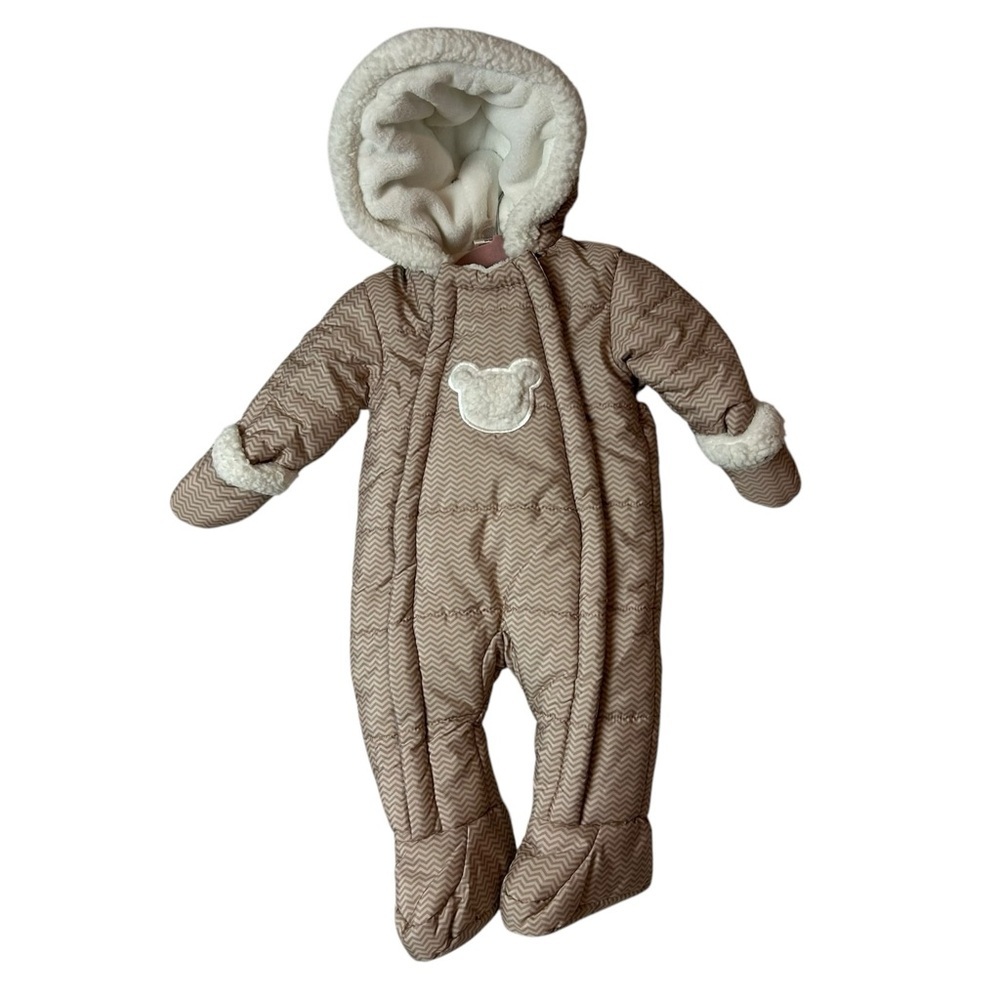 First Wish Baby Snowsuit winter hooded faux fur lined unisex Size 3-6 Months.